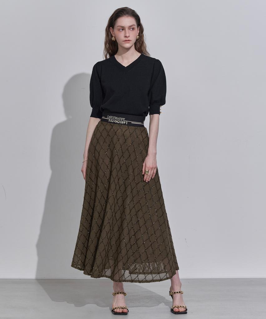 Leni And Mccoy Banded Glitter Pattern Flare Skirt Mm10Sk072Fcy