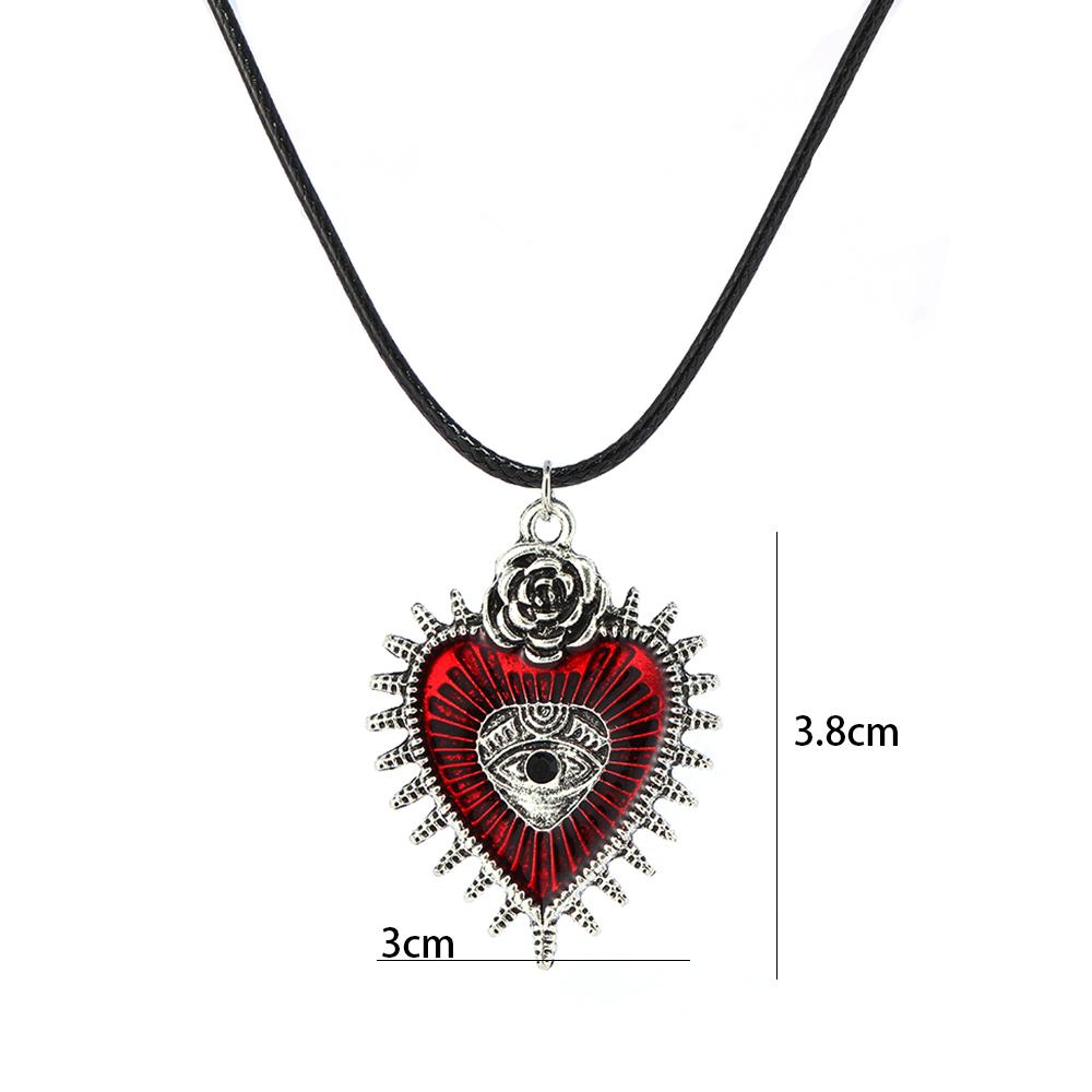 Red Evil Eye Necklace Charms Dragon Eyes Po Glass Cabochon Pendant Handmade Black Chain Necklaces For Women Men Jewelry Gift