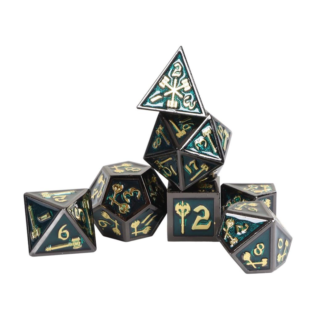 7 Stück Metallwürfel Polyedrisch RPG Tischspielzubehör Geschenk mit Zahlen für über 14 Jahre Typ