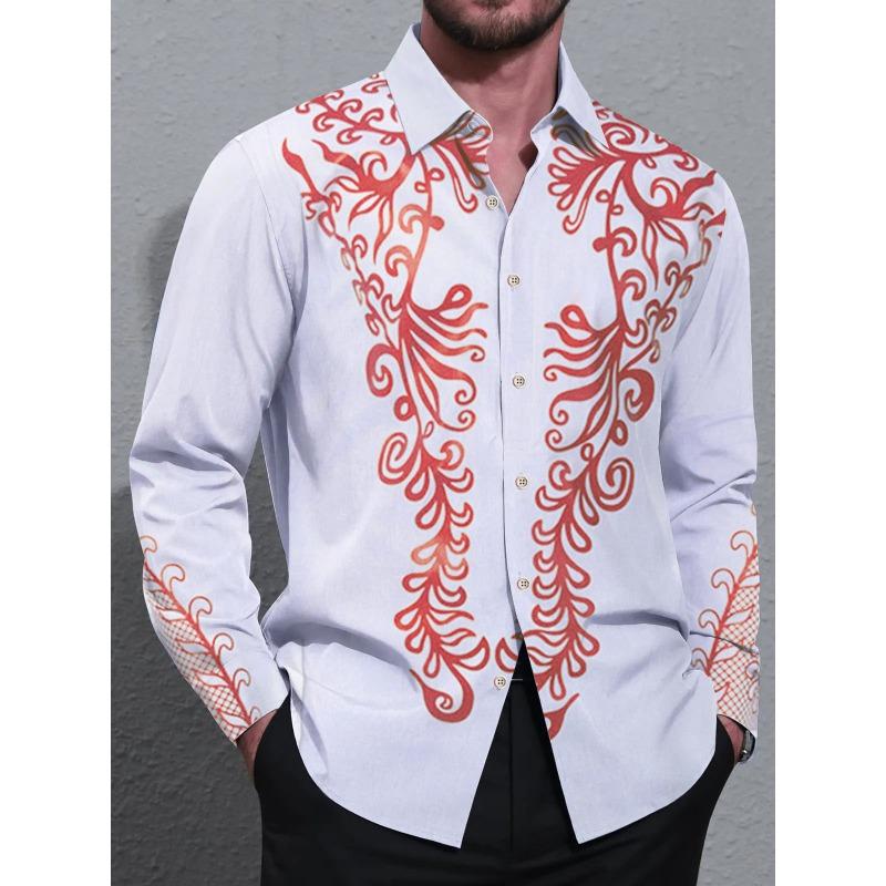 Men's Shirts, Button Down Shirts, Casual Shirts, Spring and Summer, Printed Long Sleeves Tops Fashion Comfortable Men Clothing