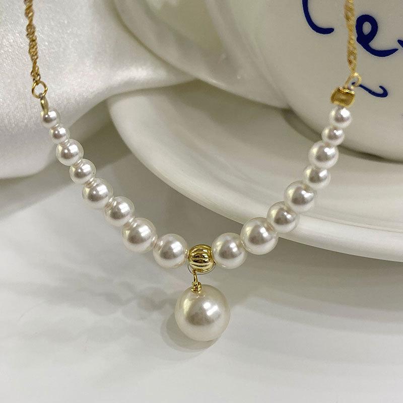 

Жемчужное ожерелье в стиле французского ретро-дворца с легкой роскошью и ощущением высокого класса, жемчужное ожерелье градиентного размера