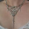 Punk Persönlichkeit Silber Farbe Dorn Kreuz Anhänger Nieten Quasten Halskette für Frauen Hip-hop Tanzparty Halsband Kette Schmuck Geschenk