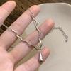 Silver Water Drop Wave Necklace Light Luxury Niche Sweet Cool Wind Women Light Luxury High-end New Collarbone Chain