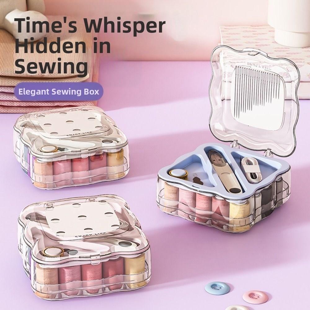 Partitioned Mini Sewing Box Set Portable Magnetic Needle Thread Box Home Sewing Box  Apparel Crafts