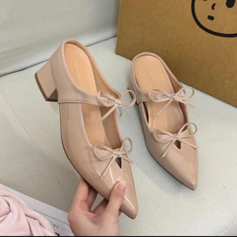 Baotou half slippers women's summer wear 2026 new sandals women's thick heel half support single shoes inner height-increasing pointed shoes