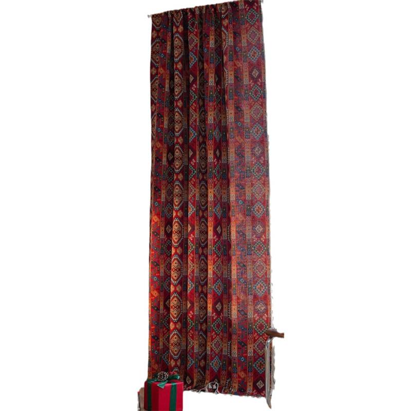 Tende Festive Haute Maison - Edizione Limitata Jacquard Cremisi con Orlo Ponderato per Cucine Stellate Michelin e Finestre a Baia a Cubo di Vetro