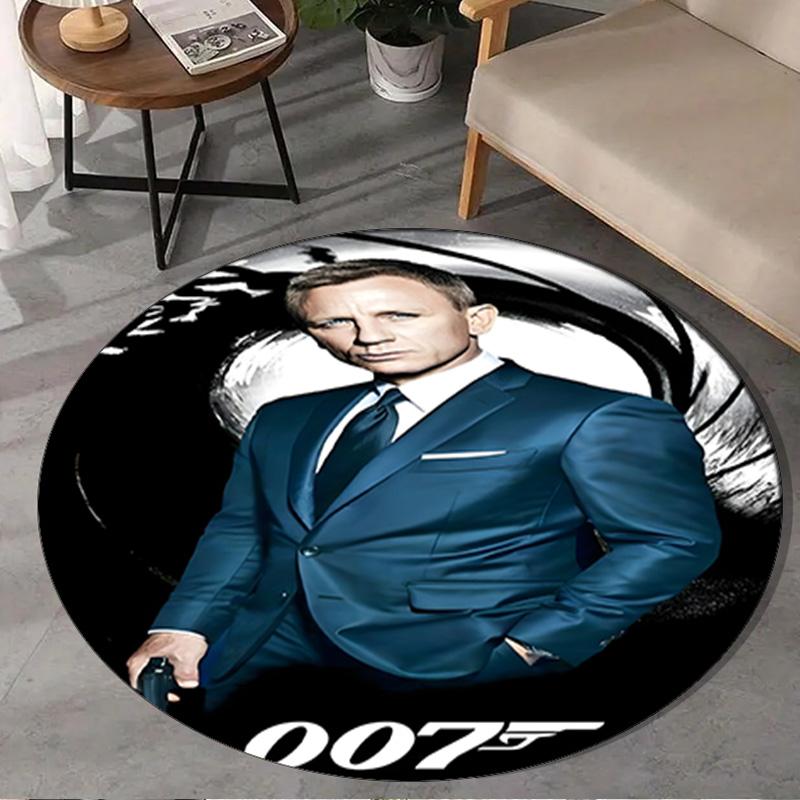 James Bond Movie Collage Round Rug for Livingroom,Bedroom, Palyroom, Chair Rug, Area Rug, Circle Carpet, Large Size Fan Christmas Gift