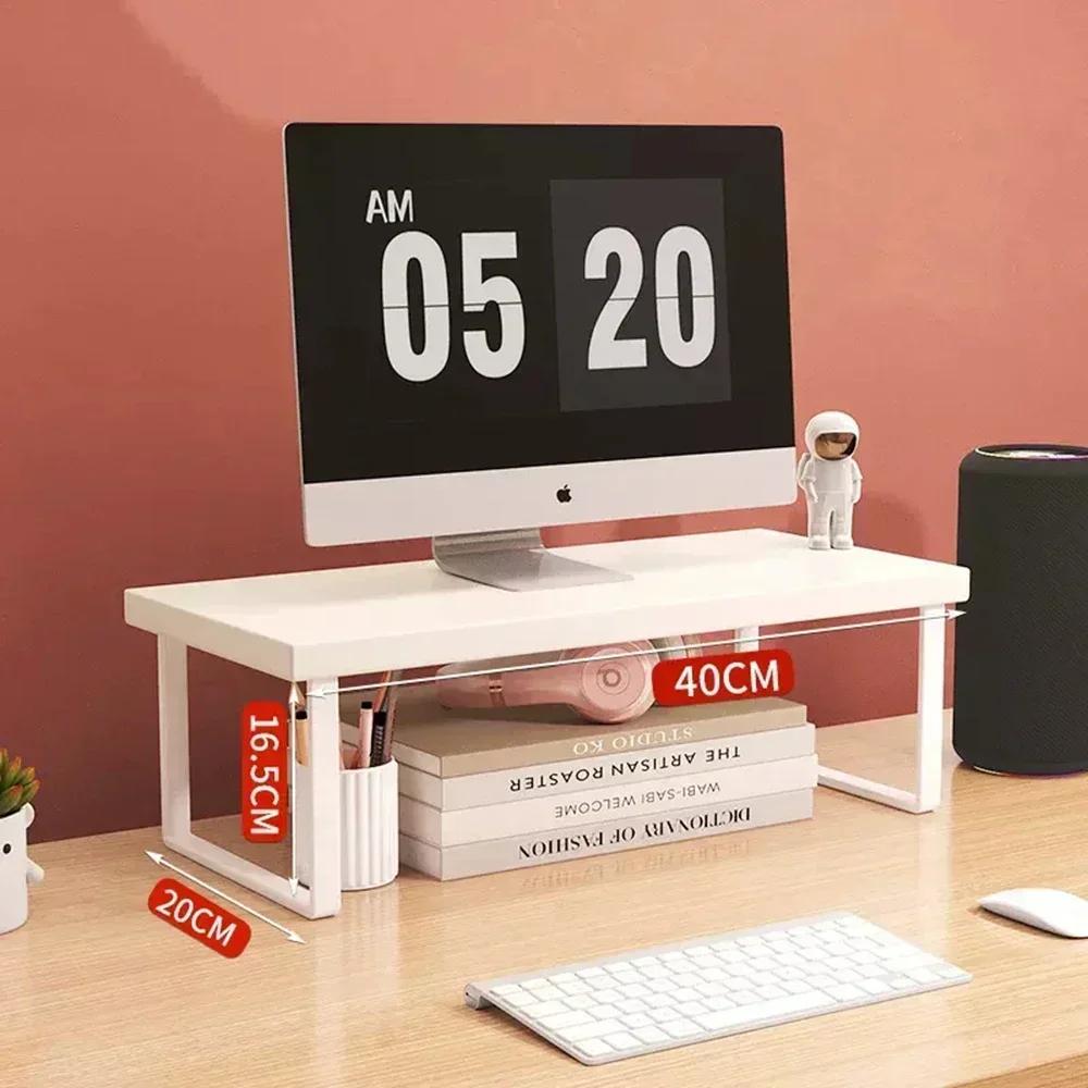 Office Desktop Computer Stand Rack Bracket Raised Shelf Laptop Monitor Wooden Table Home Storage Holders Utility Accessories