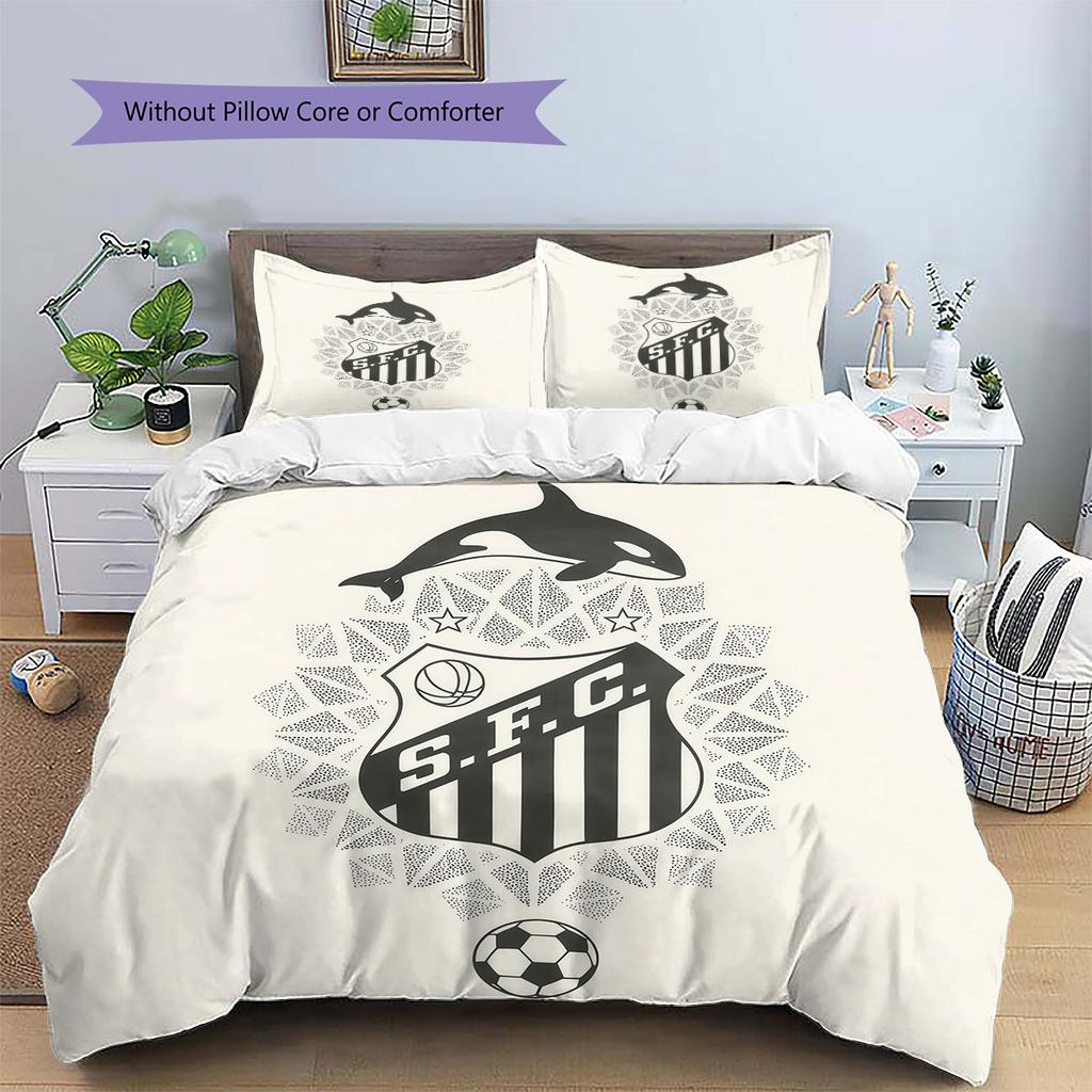 Santos FC Pattern Bedding Quilt Set  Home Decoration  Gift (1 * duvet cover + 2 * pillowcase  without core)