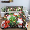 Red Christmas King Queen Duvet Cover Cartoon Santa Claus Bedding Set For Kid Boy Girl Happy Holiday 2/3pcs Polyester Quilt Cover