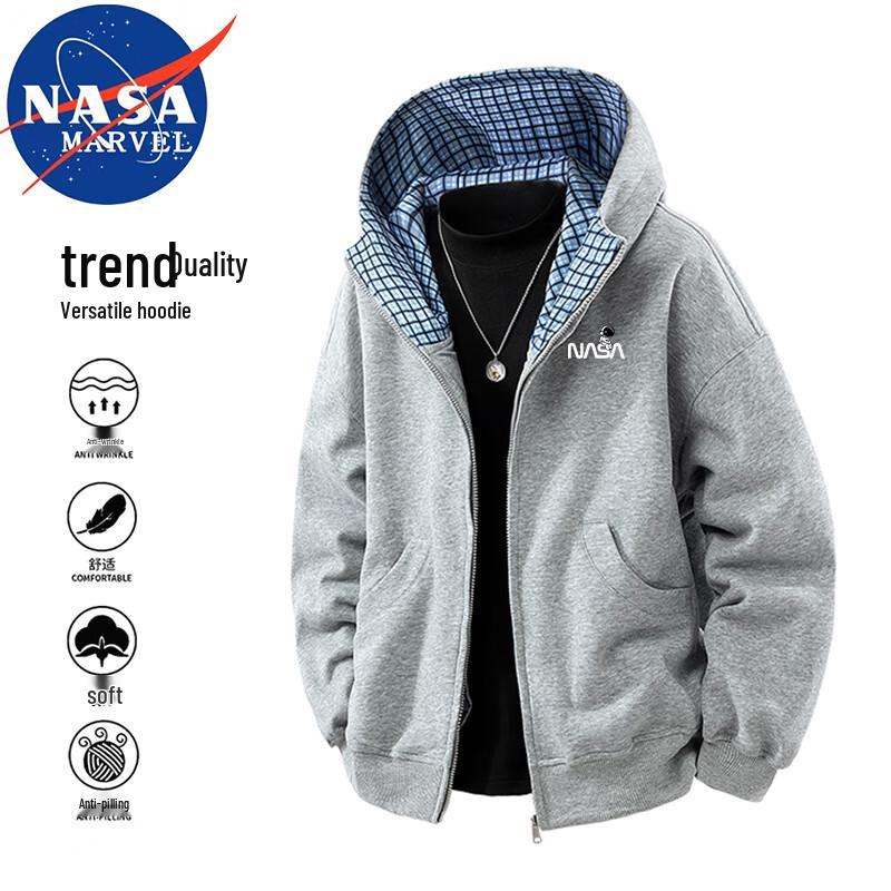 

NASA MARVEL Men s Plaid Casual Hooded Hoodie XL