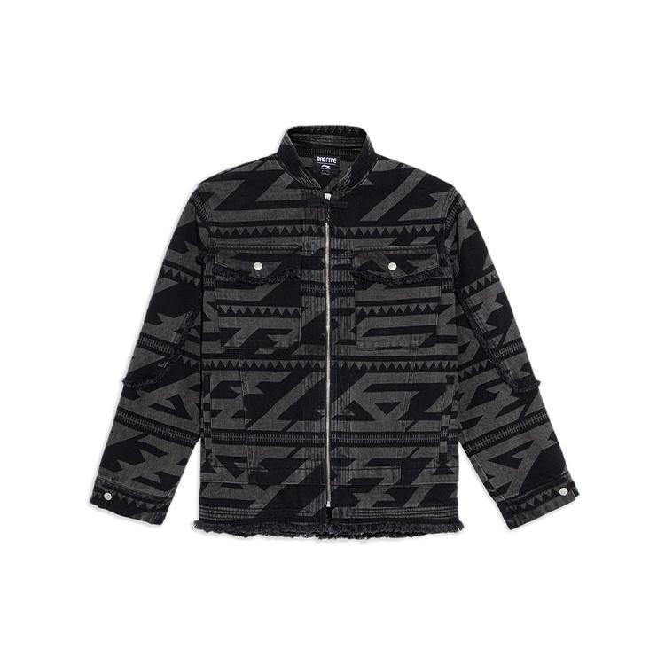 Li-Ning BADFIVE Series Full Print Loose Washed Denim Jacket Black Grey Men s AJDS037-1 S