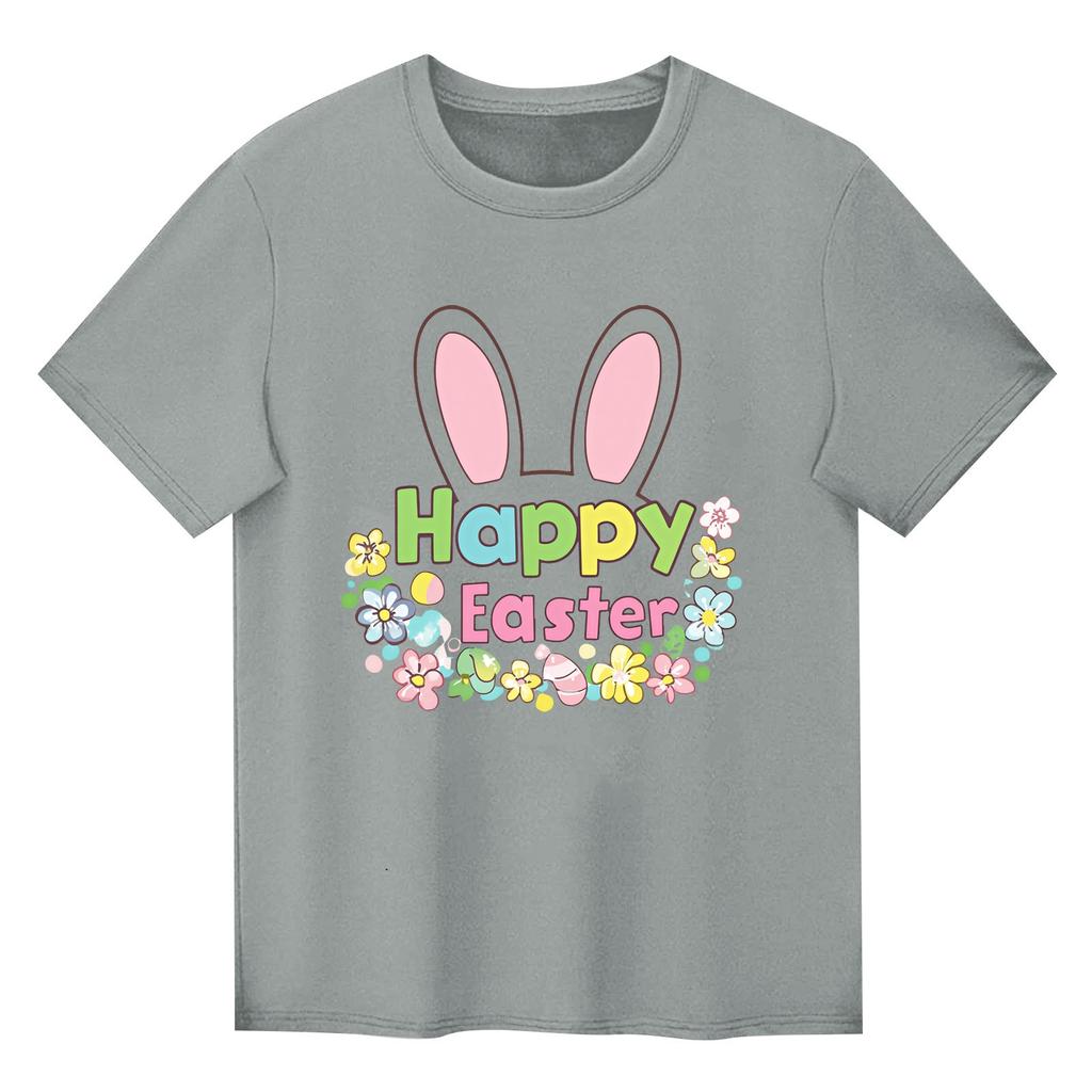 Children's Printed Short Sleeved Round Neck Casual Comfortable Loose Lightweight Top