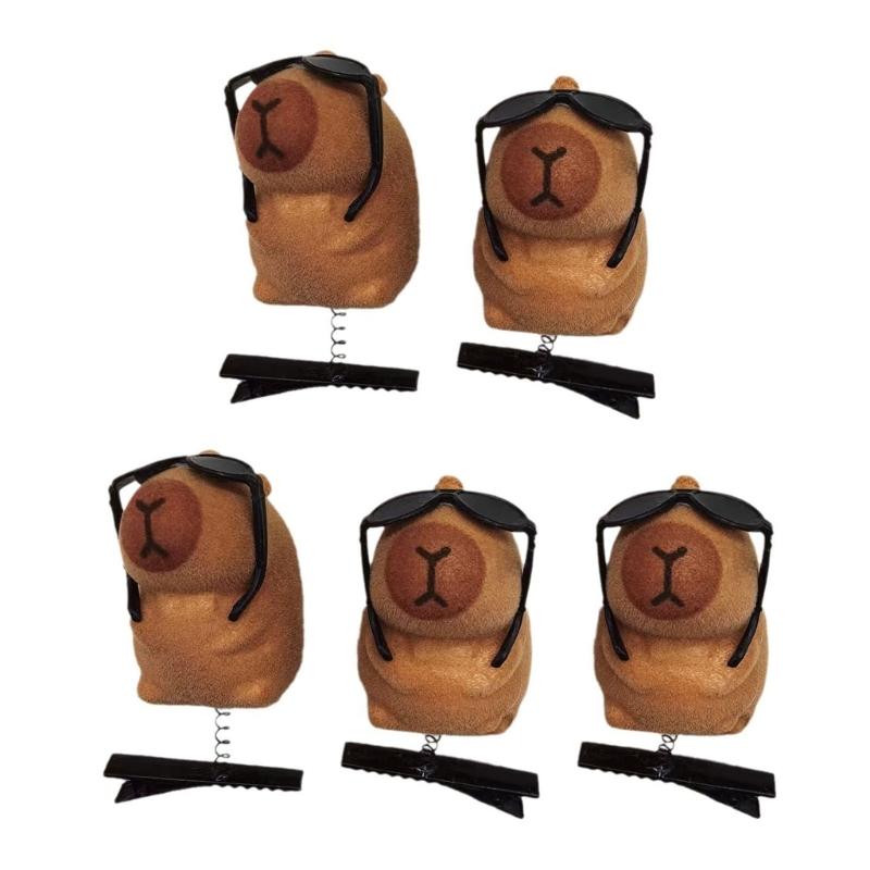 Pack of 5 Cartoon Capybara Hair Clip Plush Hairpins Fashionable Hair Ornament Suitable for Students and Youthful Women