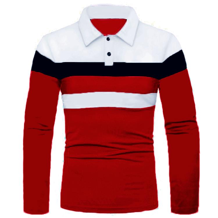 Moda Uomo Taglie Forti Primavera e Autunno Top a Righe Color-Block Camicia a Maniche Lunghe con Bottoni e Collo a Revers