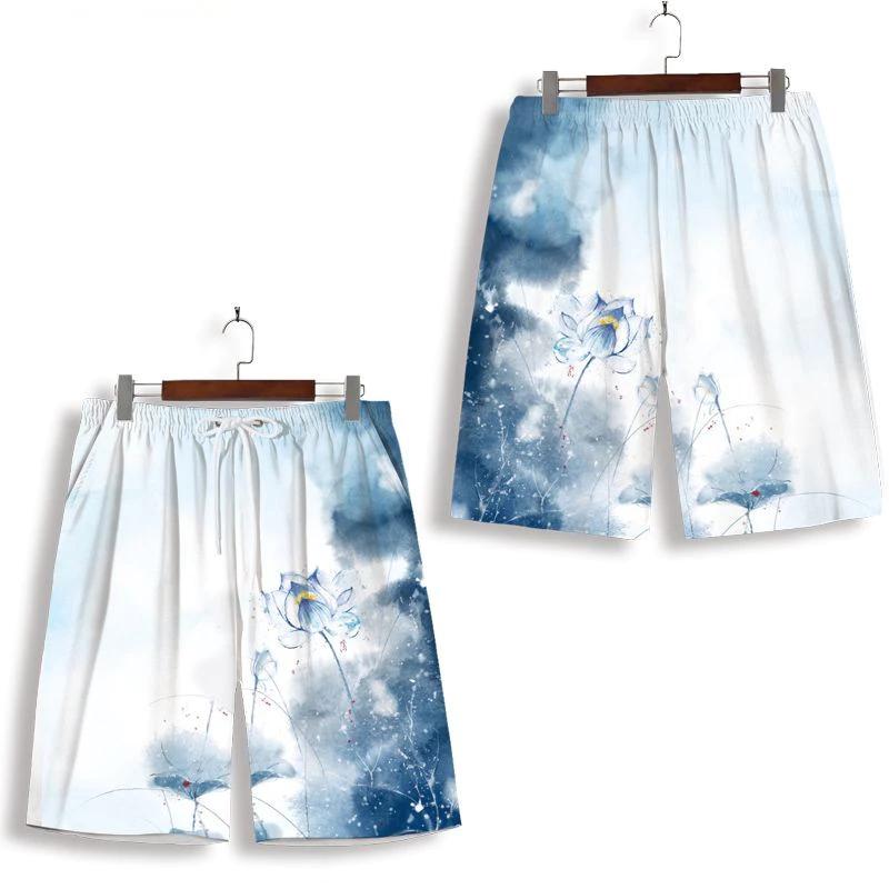 

Chinese Mountain View Boxing Muay Thai Kickboxing Training Shorts Print Martial Art Boxer Unisex Men Women Kid Fighting Fitness Sport Gym Workout S