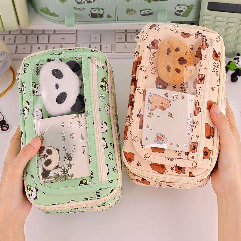 Capybara & Panda Large-Capacity Pencil Case for Elementary & Middle School Girls