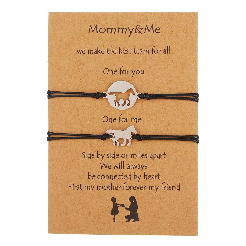 

Набор браслетов из нержавеющей стали с лошадьми, ко Дню матери, для родителей и детей, плетеный браслет, набор браслетов для пары и друзей 01