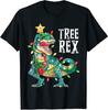 Christmas Dinosaur Tree Rex Pajamas Unisex Boys Xmas Lights TShirt Gift Cute Dino Wear Xmas Lights Graphic Tee Top Family Matching