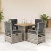 VidaXL Garden Dining Set 5 Pcs Grey Cushions Wicker 3262914