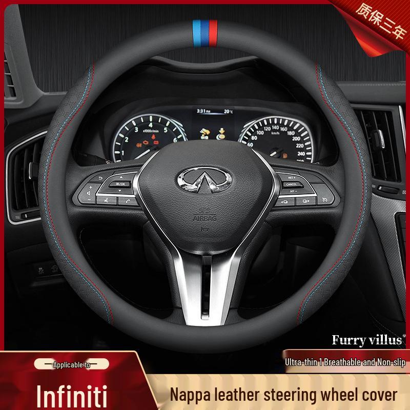Fits Infiniti Steering Wheel Cover: QX50, QX60, Q80, Q70L, Q50L, FX3 – Genuine Leather, All-Season.
