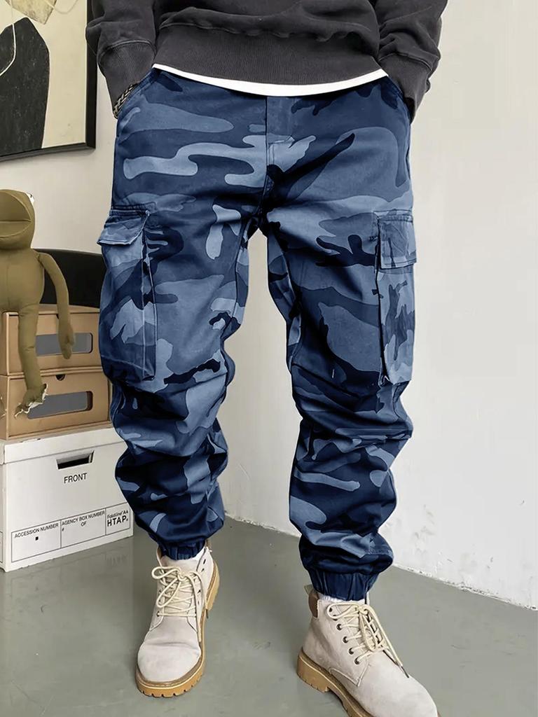 Men's Spring/Autumn Camouflage Retro High Street Casual Tapered Work Pants