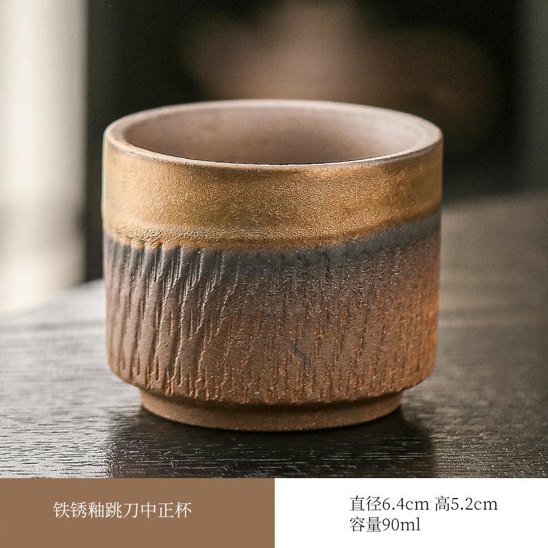 Retro Coarse Pottery Jumping Knife Craft Master Cup Teacup Tea Cup Single Cup Kung Fu Tea Set Household Teacup