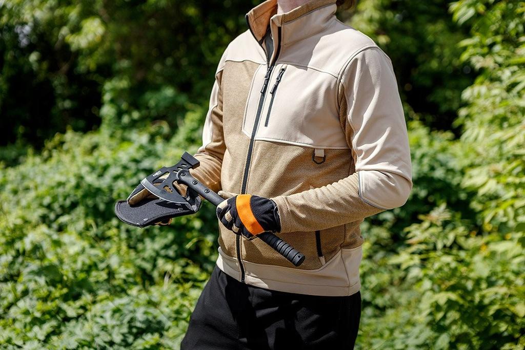 Outdoor Softshell Jacket, Beige, Men' Work Sweatshirt, Reflective Details, Size 1 Pc