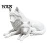 Minimalist Sculptures for Bedroom Desk 3D Printed Wolf Figurine, Parent And Child Animal Statue, Modern Unique Housewarming Gifts Lovers Sculpture