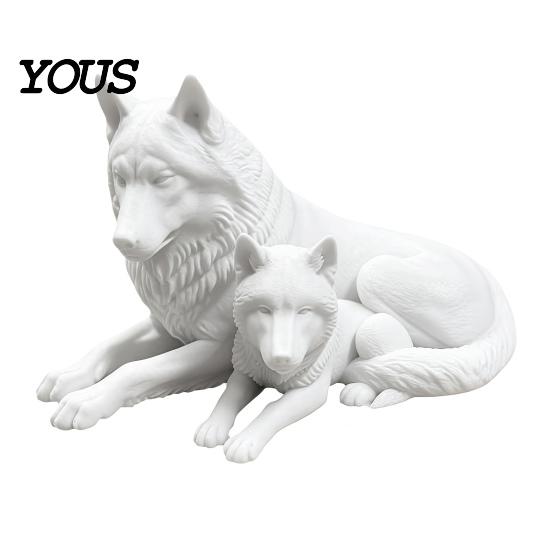 Minimalist Sculptures for Bedroom Desk 3D Printed Wolf Figurine, Parent And Child Animal Statue, Modern Unique Housewarming Gifts Lovers Sculpture