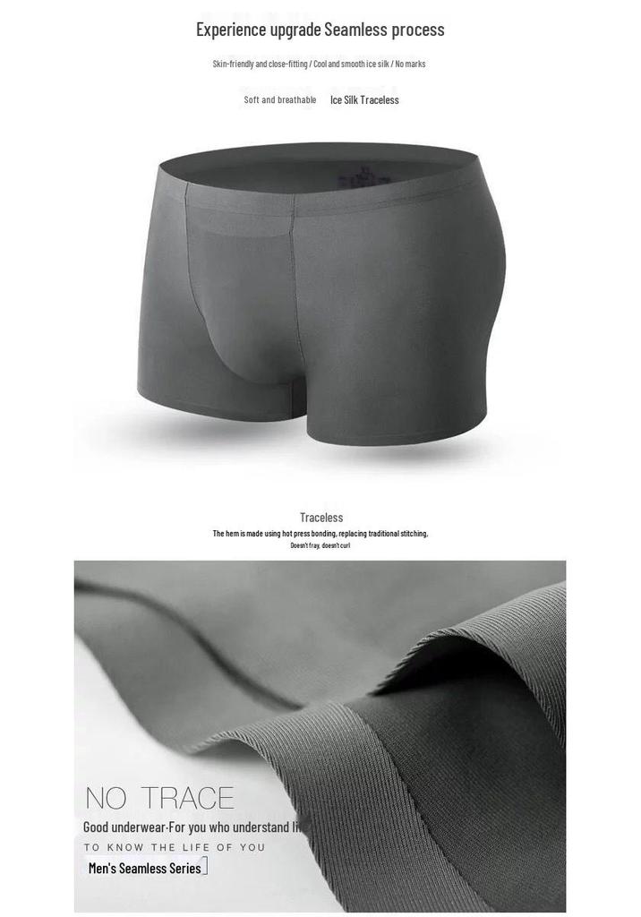 Boxer da uomo senza cuciture in seta ghiacciata - Ultraleggeri, traspiranti, sportswear alla moda