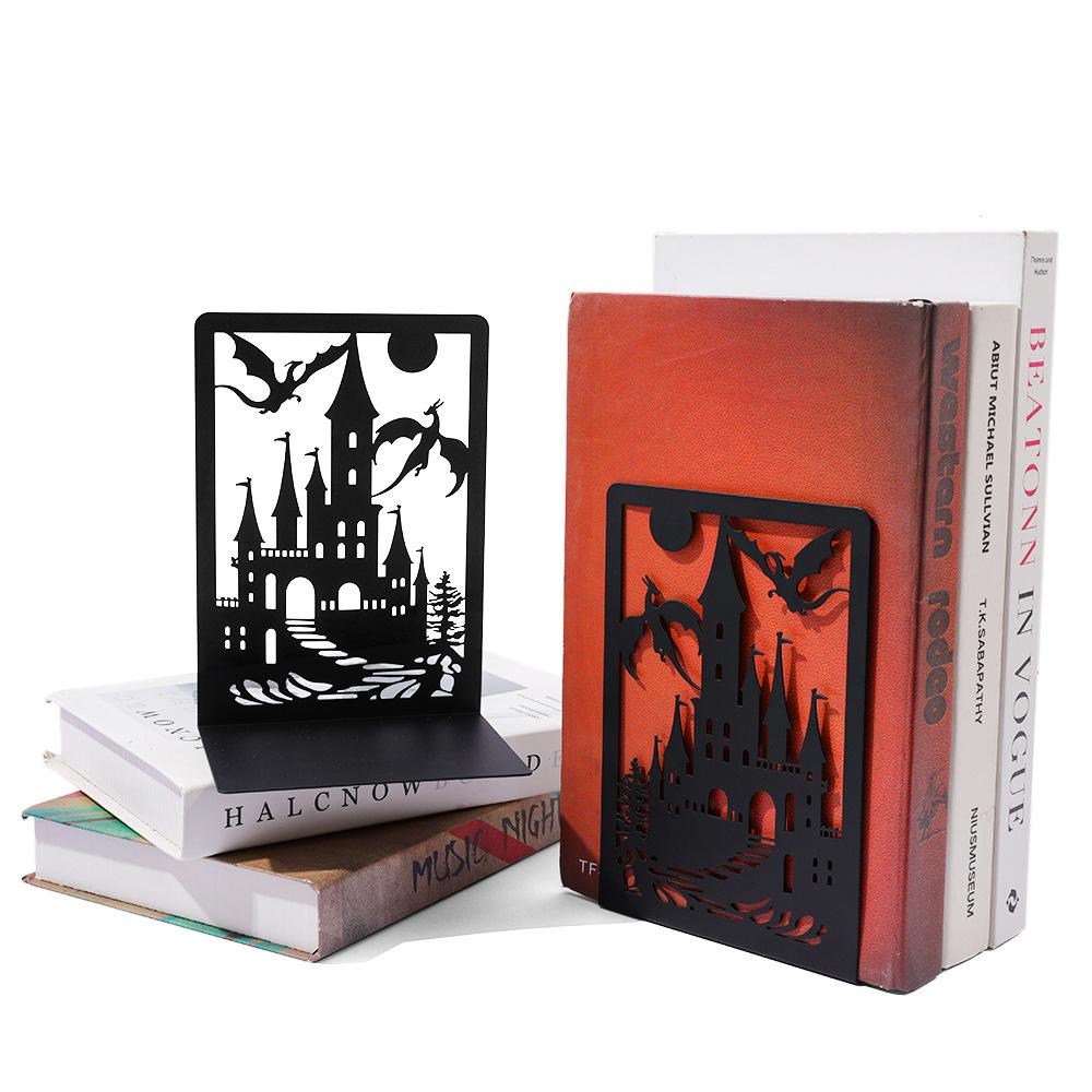 2Pcs Black Musical Notes Openwork Pattern Design Desktop Book Ends Office Desktop Home Bookends Gift For Book Loves Book Rack