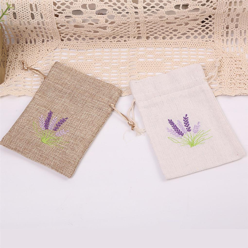 50pcs Jewellery Pouch Flax with Stitchwork Rope Jewelry Hoist Bag Round Ornaments Packaging Gifts Wedding Candy