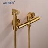 Solid Brass Toilet Handheld Bidet Spray Shower Sprayer Set With Hot and Cold Mixer Valve Chrome & Gold