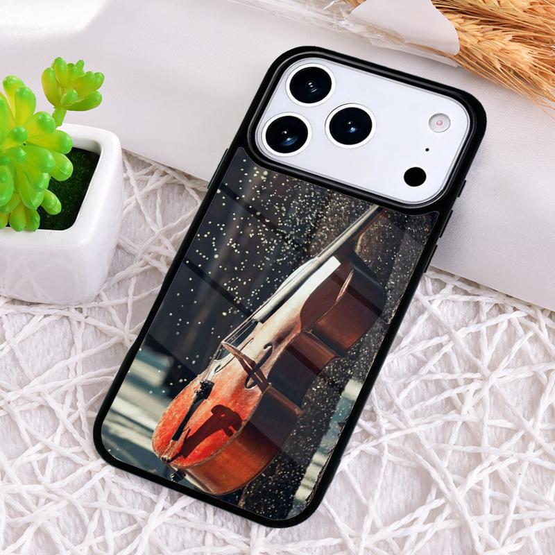 Wood Cello Violin Shockproof Phone Case for iPhone 17 Air 16e 15 11 12 14 13 Pro Max Cover Coque