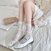 Socks Thin Breathable Mesh Solid Color Vertical Strip Pile Socks Style Catwalk Pure Cotton Socks