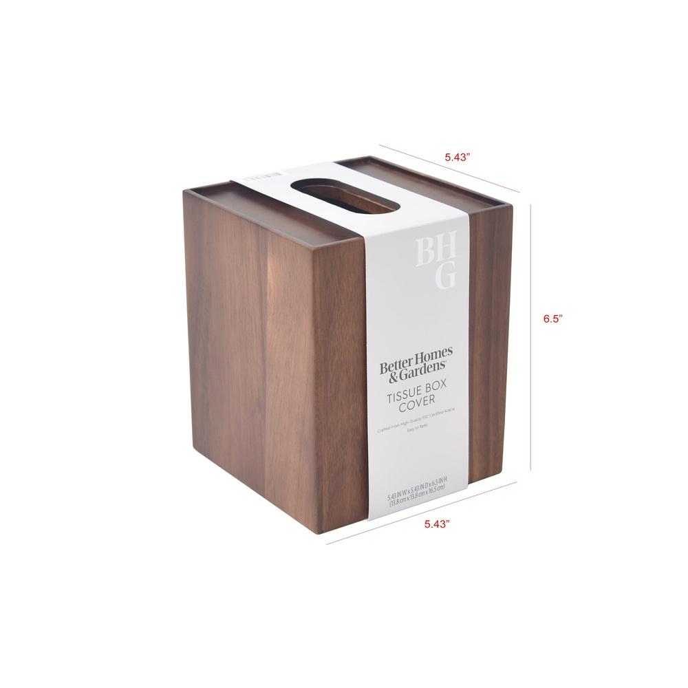 Acacia Wood Tissue Box Cover Eco-Friendly Decorative Holder Sturdy Construction Versatile Home Bathroom Office Storage Solution