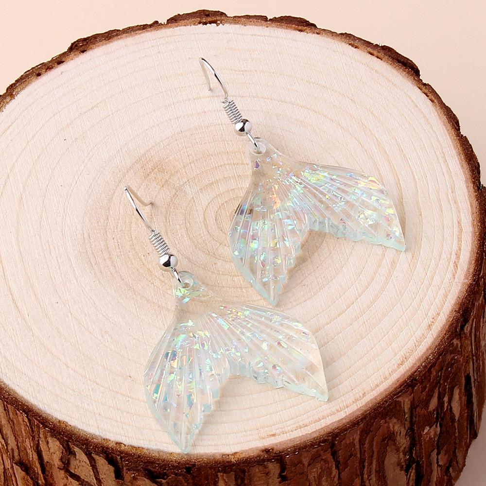 Trendy Fish Tail Dangle Earrings With Design In Blue Acrylic For Summer Beach Wear Women