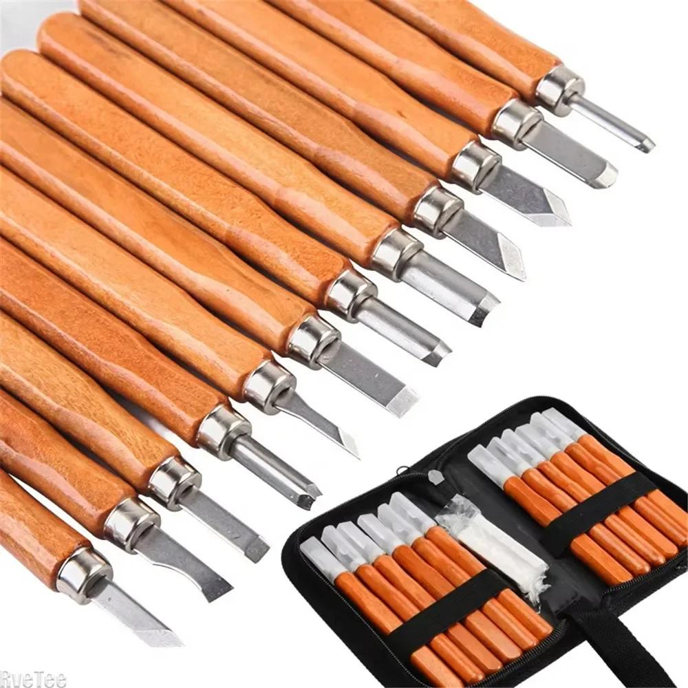 Professional Wood Carving Chisel Knife Hand Tool Set for Basic Detailed Carving Woodworkers Gouges Hand Tool Kit