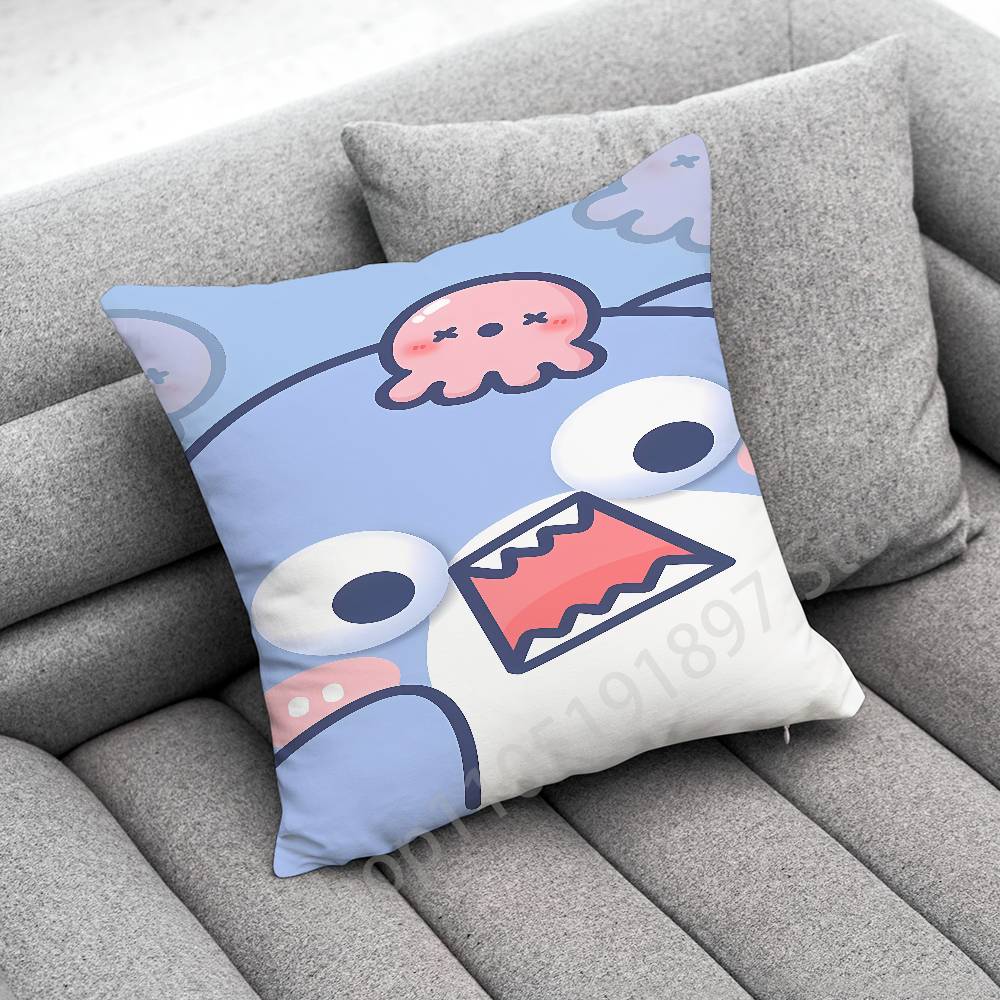 Funny Cartoon Blue Shark Throw Pillow Case For 50cm 40cm 55cm 45*45cm 30cm Square Bedroom Pillowcase Cover