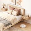 Set of 2 Floating Nightstands, Rattan Drawer, 40x30x15 cm, Natural