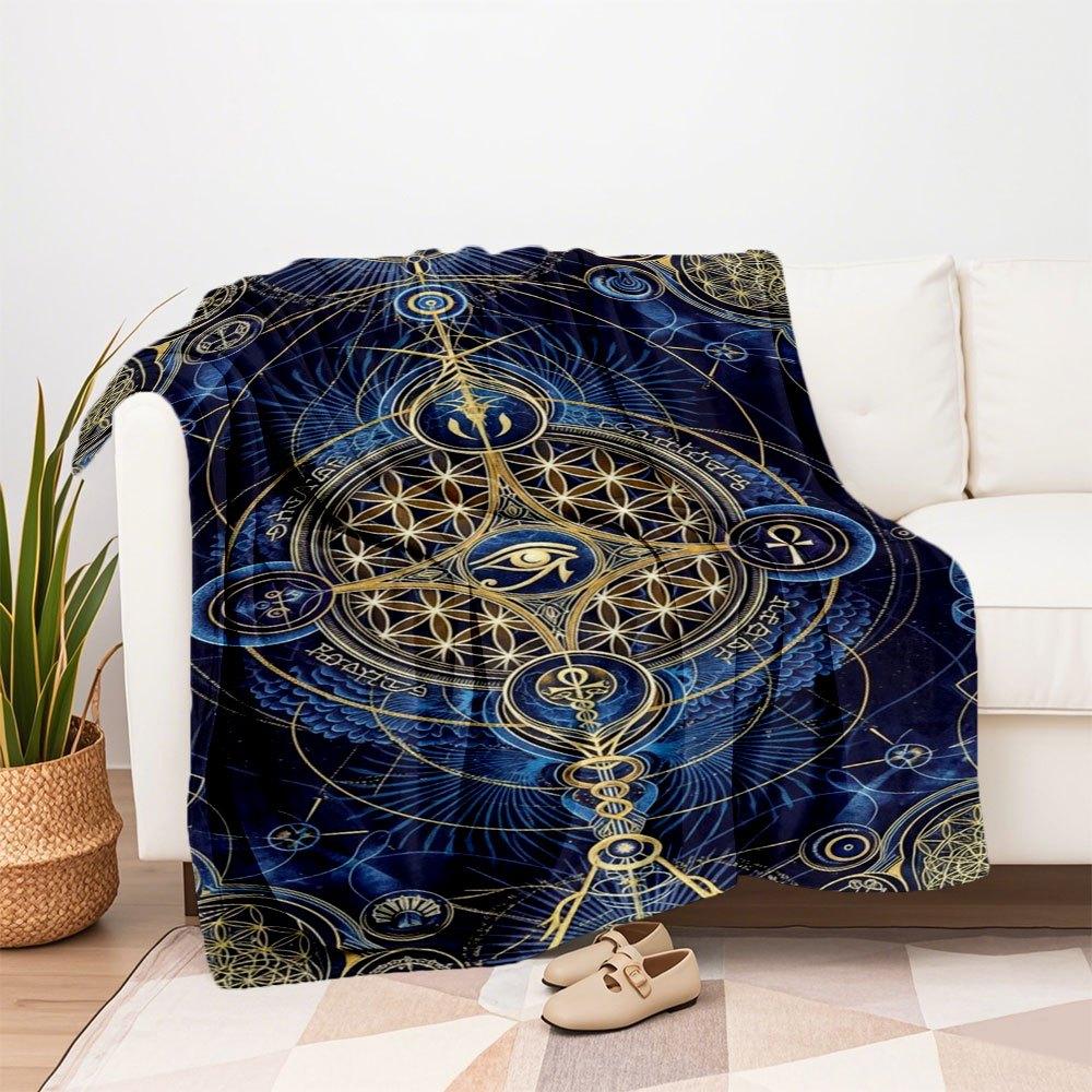 Sacred Geometry Tapestry - Spiritual Symbols Wall HangingBlanket Flannel Throw Blanket for Sofa, Bed, Travel, Camping, Office, Couch, Chair,