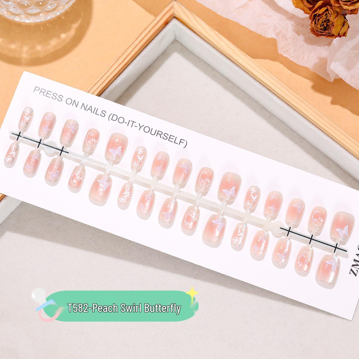 

Румяна «Персиковый вихрь» Наклейки для ногтей «Кошачий глаз» - 30 съемных штук Extra Short M/M/M