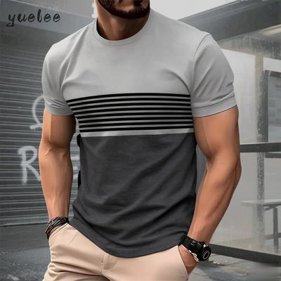 Summer Men's Classic Men's Fashion 3D Men's 3D Stripe Printed Short Sleeve T-shirt Plus Size Men's Clothing