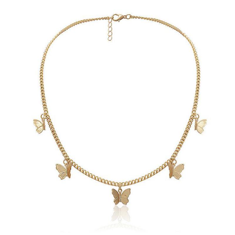 Fashionable Cute Multi-butterfly Pendant Necklace Flying Butterfly Pendant Ladies Temperament Clavicle Necklace Creative Jewelry