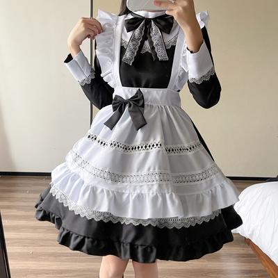 Anglický kostým pro služku s dlouhým rukávem COSPLAY Kostým pro větší velikost Kostým pro služku Lolita Soft Girl