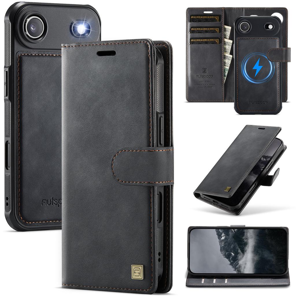 2-in-1 Magnetic Magnetic Detachable Wallet Case for iPhone 17/17 Pro/17 Max/17 Air - PU Leather, Card Slots, MagSafe Charging, 360° Protection