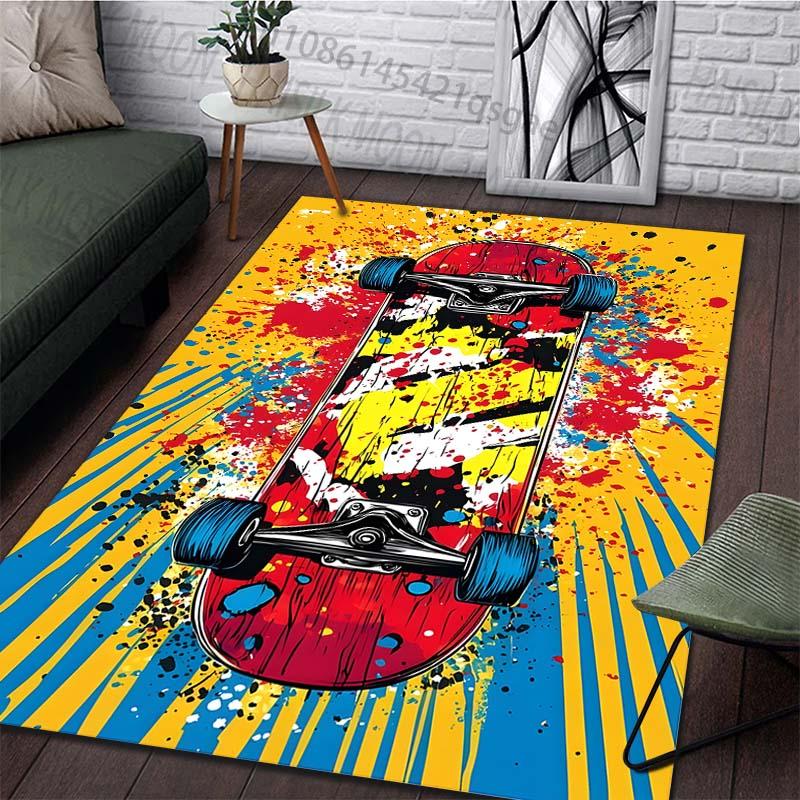 Creative Colorful Skateboard Print Rug Carpets for Bedroom Living Room Sofa Mat Door Mat Dressing Room Rugs Large Size