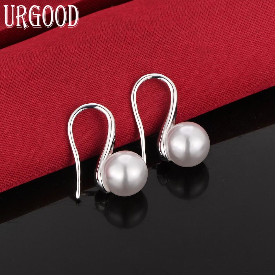 Náušnice z 925 sterlingového stříbra s 8mm perlami, svatební šperky