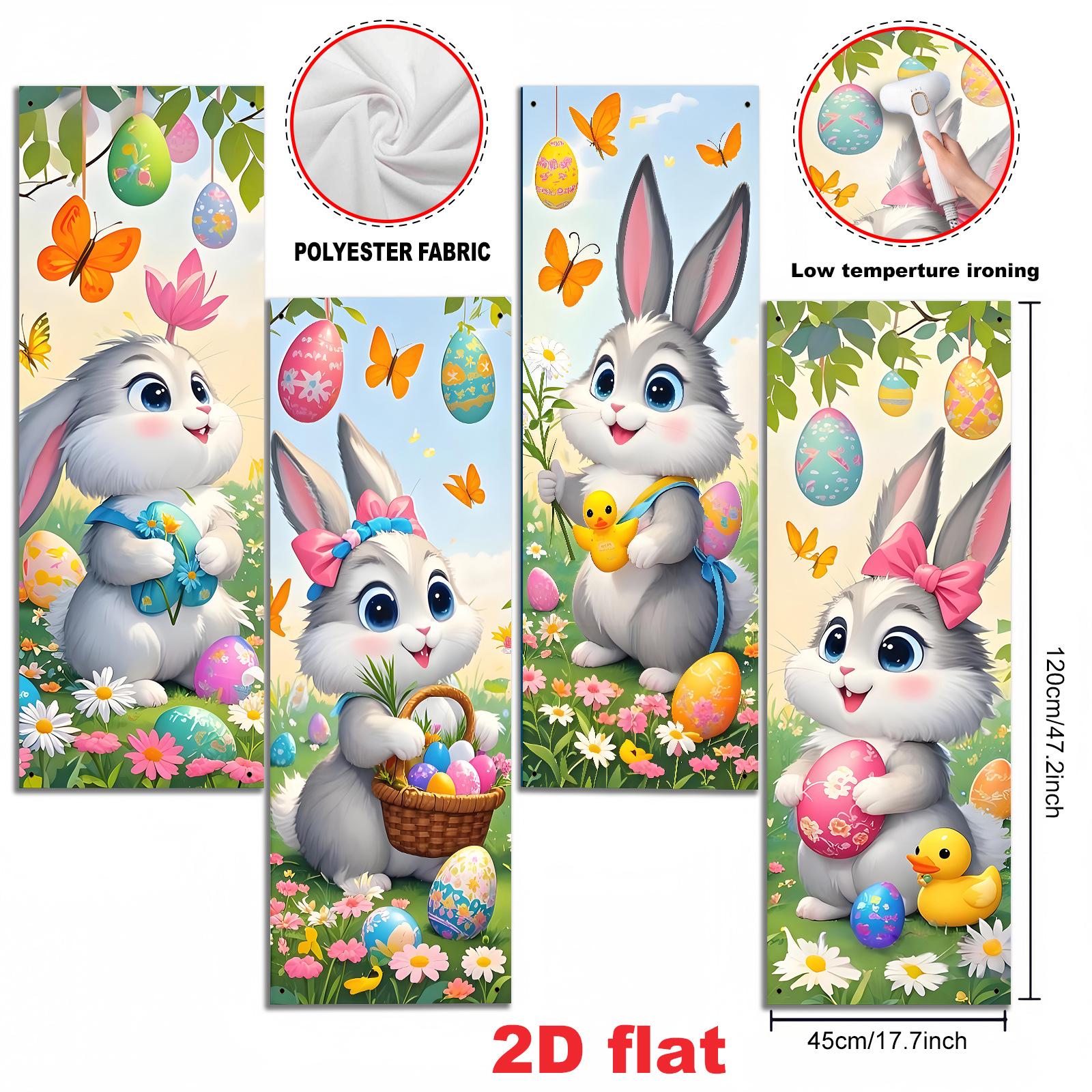 Набор декоративных пасхальных мультяшных кроликов для улицы 45x120 cm Cloth